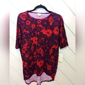 Drop shoulder shirt red blue